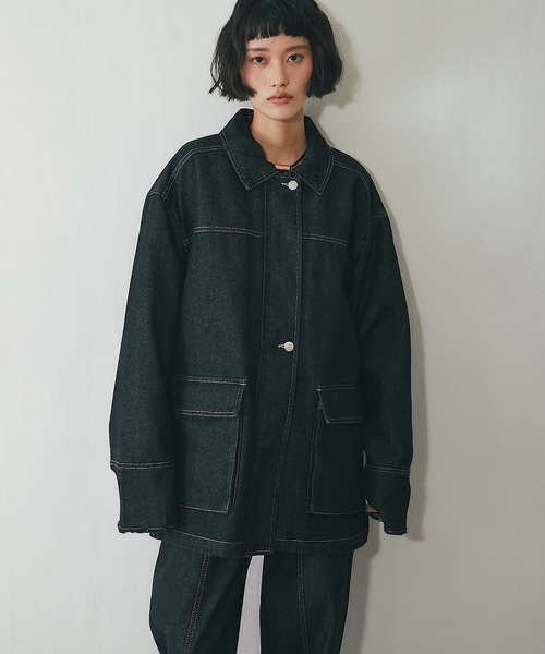 niniさま専用⭐︎UJOH バルーンスリーブ テーラードジャケット サイズ2 黒 セットアップ可オーバーサイズデニムジャケット（デニムジャケット