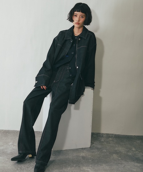 セットアップ可オーバーサイズデニムジャケット（デニムジャケット