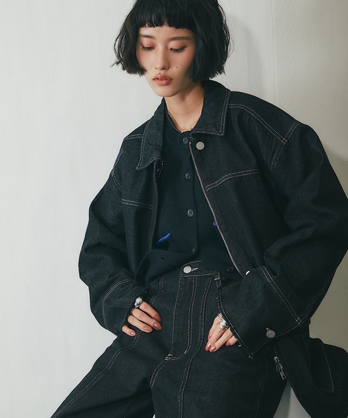 セットアップ可オーバーサイズデニムジャケット（デニムジャケット