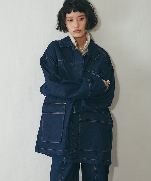 セットアップ可オーバーサイズデニムジャケット（デニムジャケット