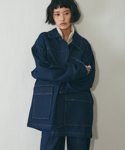 セットアップ可オーバーサイズデニムジャケット（デニムジャケット