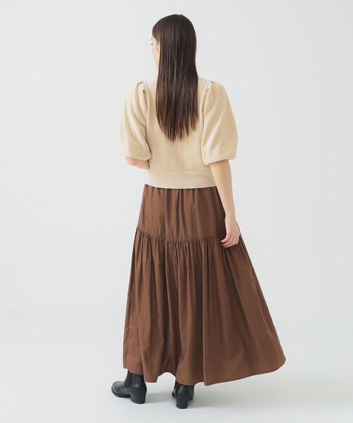 B:MING by BEAMS(ビーミングバイビームス)の「ハーフスリーブ ベロア ニット カーディガン(カーディガン/ボレロ・レディース・ホワイト系その他5/チャコールグレー・ONE SIZE)」の4枚目の写真