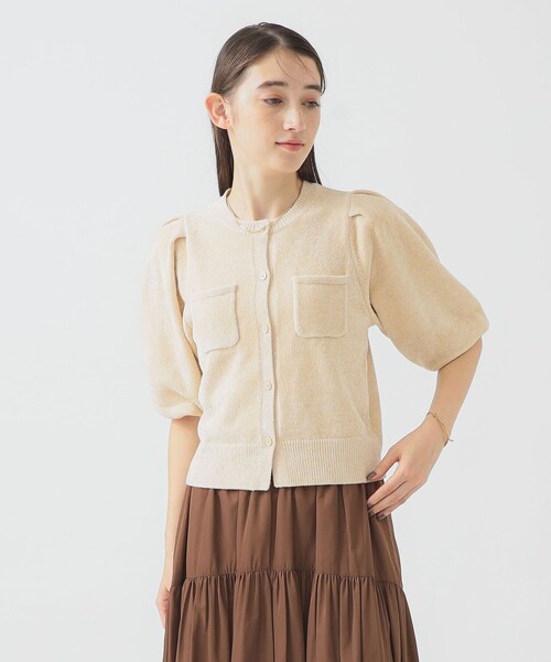 B:MING by BEAMS(ビーミングバイビームス)の「ハーフスリーブ ベロア ニット カーディガン(カーディガン/ボレロ・レディース・ホワイト系その他5/チャコールグレー・ONE SIZE)」の5枚目の写真