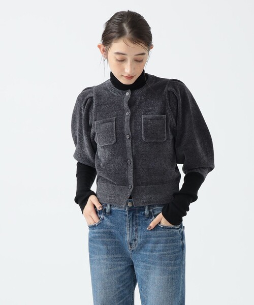 B:MING by BEAMS(ビーミングバイビームス)の「ハーフスリーブ ベロア ニット カーディガン(カーディガン/ボレロ・レディース・ホワイト系その他5/チャコールグレー・ONE SIZE)」の14枚目の写真