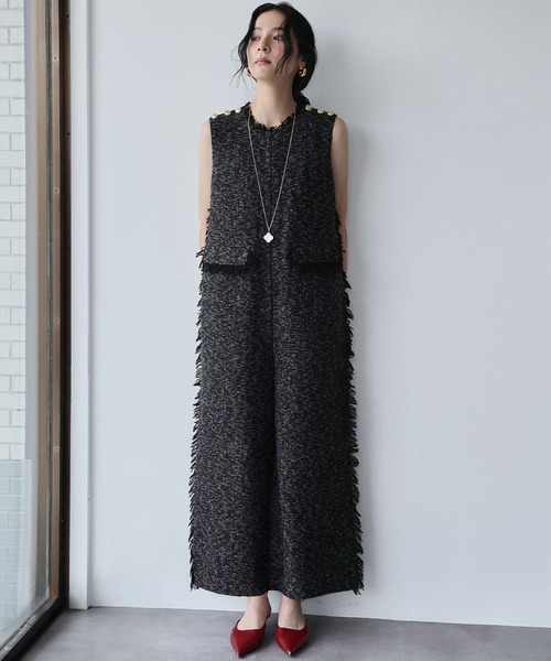 セール】【2025AW】ツイード フリンジ オールインワン（サロペット