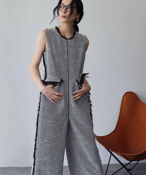 【2025AW】ツイード フリンジ オールインワン セール】【2025AW】ツイード フリンジ オールインワン（サロペット
