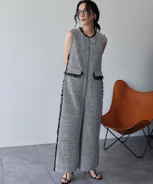 【2025AW】ツイード フリンジ オールインワン セール】【2025AW】ツイード フリンジ オールインワン（サロペット
