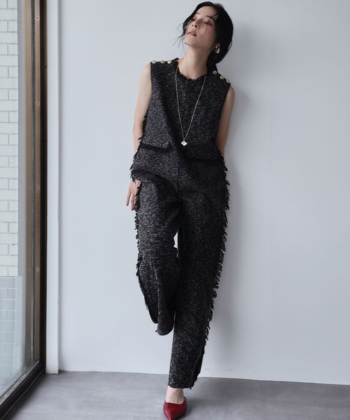 【2025AW】ツイード フリンジ オールインワン セール】【2025AW】ツイード フリンジ オールインワン（サロペット