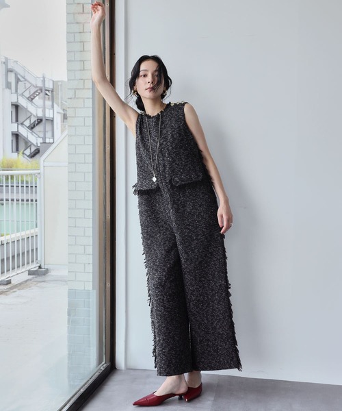 【2025AW】ツイード フリンジ オールインワン セール】【2025AW】ツイード フリンジ オールインワン（サロペット