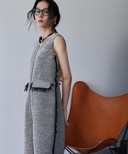 【2025AW】ツイード フリンジ オールインワン セール】【2025AW】ツイード フリンジ オールインワン（サロペット