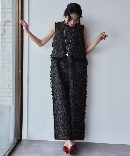 2025AW】ツイード フリンジ オールインワン（サロペット