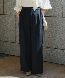 ストレッチ美脚タックワイドパンツ