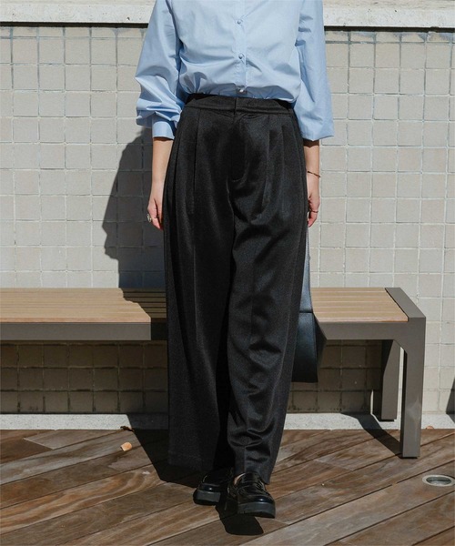 titivate(ティティベイト)の「【26SS新作/2026 CEREMONY COLLECTION/セレモニー/オケージョン/入卒式】ストレッチ美脚タックワイドパンツ(その他パンツ・レディース・ブラック/ホワイト系その他/ネイビー・L/M/S/SP)」の8枚目の写真