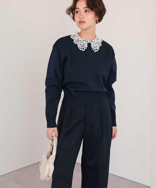 titivate(ティティベイト)の「【26SS新作/2026 CEREMONY COLLECTION/セレモニー/オケージョン/入卒式】ストレッチ美脚タックワイドパンツ(その他パンツ・レディース・ブラック/ホワイト系その他/ネイビー・L/M/S/SP)」の17枚目の写真