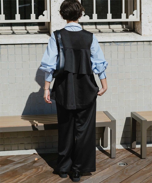 titivate(ティティベイト)の「【26SS新作/2026 CEREMONY COLLECTION/セレモニー/オケージョン/入卒式】ストレッチ美脚タックワイドパンツ(その他パンツ・レディース・ブラック/ホワイト系その他/ネイビー・L/M/S/SP)」の11枚目の写真