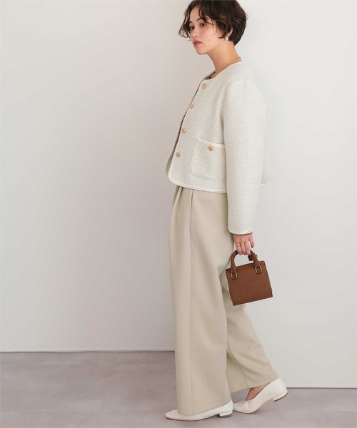 titivate(ティティベイト)の「【26SS新作/2026 CEREMONY COLLECTION/セレモニー/オケージョン/入卒式】ストレッチ美脚タックワイドパンツ(その他パンツ・レディース・ブラック/ホワイト系その他/ネイビー・L/M/S/SP)」の5枚目の写真