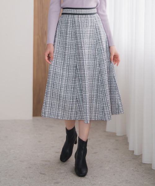 MISCH MASCH(ミッシュマッシュ)の「2025秋冬新作 ツイードAラインスカート(スカート・レディース・ホワイト/ブラック・S/M)」の3枚目の写真