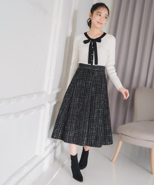 MISCH MASCH(ミッシュマッシュ)の「2025秋冬新作 ツイードAラインスカート(スカート・レディース・ホワイト/ブラック・S/M)」の7枚目の写真