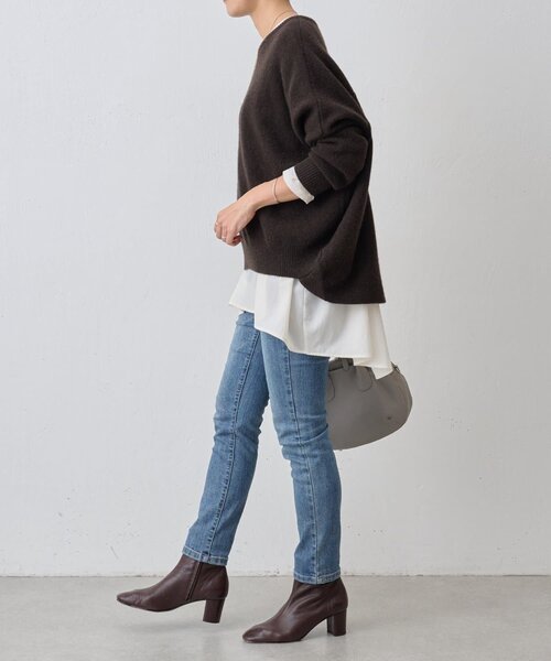 BEARDSLEY(ビアズリー)の「ヤク混ワイドニットプルオーバー(ニット/セーター・レディース・ダークブラウン/カーキ・FREE)」の5枚目の写真