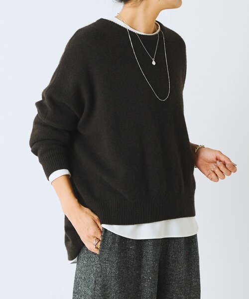 BEARDSLEY(ビアズリー)の「ヤク混ワイドニットプルオーバー(ニット/セーター・レディース・ダークブラウン/カーキ・FREE)」の9枚目の写真