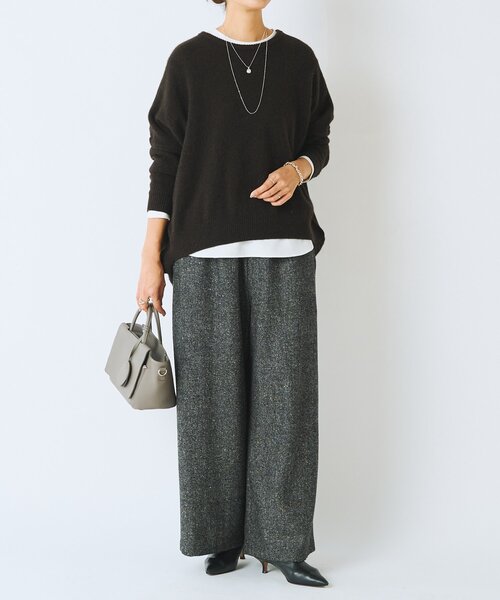 BEARDSLEY(ビアズリー)の「ヤク混ワイドニットプルオーバー(ニット/セーター・レディース・ダークブラウン/カーキ・FREE)」の10枚目の写真