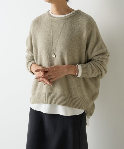 BEARDSLEY(ビアズリー)の「ヤク混ワイドニットプルオーバー(ニット/セーター・レディース・ダークブラウン/カーキ・FREE)」の21枚目の写真