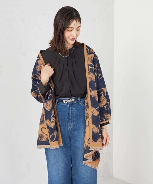 a.v.v（アーヴェヴェ）の「ハート柄ジャガード大判ストール（ストール/ショール・レディース・ブラック/グリーン/ネイビー・38）」の14枚目の写真