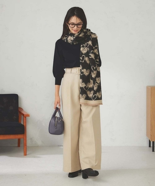 a.v.v（アーヴェヴェ）の「ハート柄ジャガード大判ストール（ストール/ショール・レディース・ブラック/グリーン/ネイビー・38）」の20枚目の写真