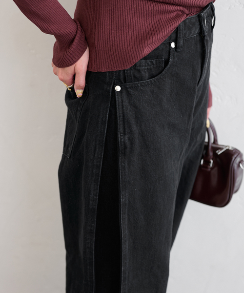U by SPICK&SPAN（ユーバイスピックアンドスパン）の「《追加》サイドタックワイドデニム（デニムパンツ・レディース・ブルー/ブラック・34/36/38）」の5枚目の写真