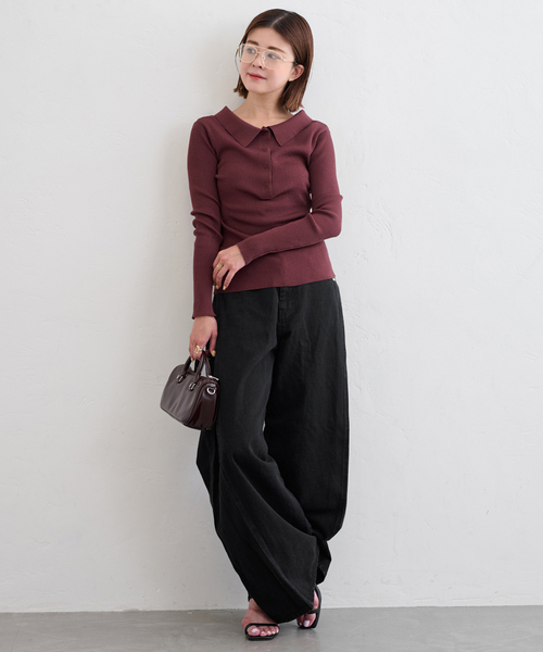 U by SPICK&SPAN（ユーバイスピックアンドスパン）の「《追加》サイドタックワイドデニム（デニムパンツ・レディース・ブルー/ブラック・34/36/38）」の8枚目の写真