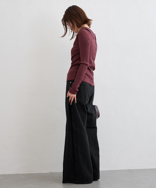 U by SPICK&SPAN（ユーバイスピックアンドスパン）の「《追加》サイドタックワイドデニム（デニムパンツ・レディース・ブルー/ブラック・34/36/38）」の11枚目の写真