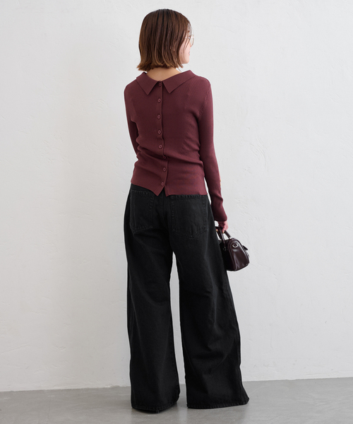 U by SPICK&SPAN（ユーバイスピックアンドスパン）の「《追加》サイドタックワイドデニム（デニムパンツ・レディース・ブルー/ブラック・34/36/38）」の10枚目の写真