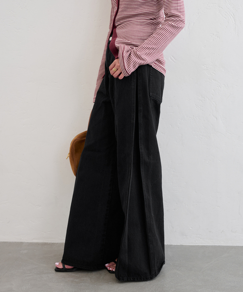 U by SPICK&SPAN（ユーバイスピックアンドスパン）の「《追加》サイドタックワイドデニム（デニムパンツ・レディース・ブルー/ブラック・34/36/38）」の12枚目の写真