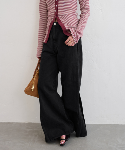 U by SPICK&SPAN（ユーバイスピックアンドスパン）の「《追加》サイドタックワイドデニム（デニムパンツ・レディース・ブルー/ブラック・34/36/38）」の14枚目の写真