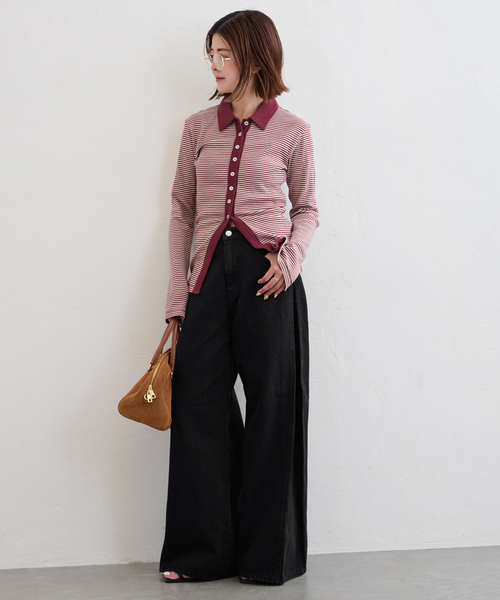 U by SPICK&SPAN（ユーバイスピックアンドスパン）の「《追加》サイドタックワイドデニム（デニムパンツ・レディース・ブルー/ブラック・34/36/38）」の15枚目の写真