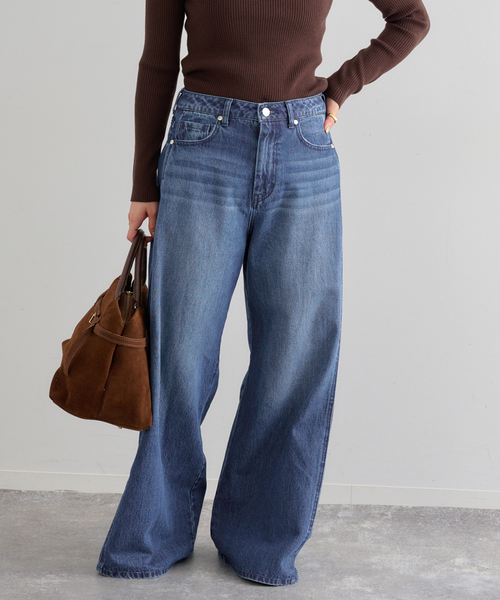 U by SPICK&SPAN（ユーバイスピックアンドスパン）の「《追加》サイドタックワイドデニム（デニムパンツ・レディース・ブルー/ブラック・34/36/38）」の21枚目の写真