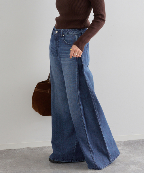 U by SPICK&SPAN（ユーバイスピックアンドスパン）の「《追加》サイドタックワイドデニム（デニムパンツ・レディース・ブルー/ブラック・34/36/38）」の19枚目の写真