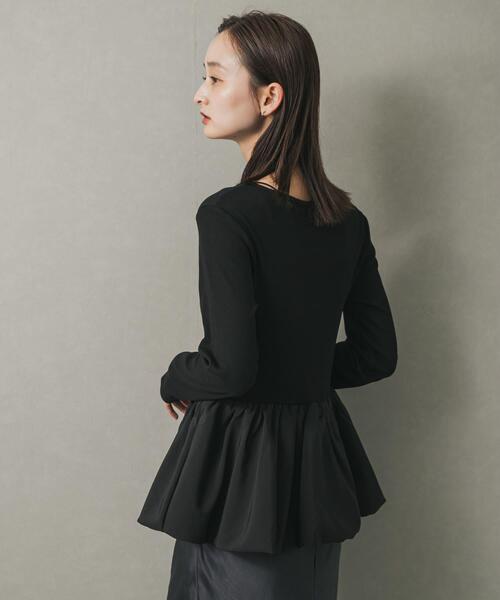 SENSE OF PLACE by URBAN RESEARCH（センスオブプレイスバイアーバンリサーチ）の「フリルバルーンコンパクトトップ（Tシャツ/カットソー・レディース・ブラック/オフホワイト・ONE）」の7枚目の写真