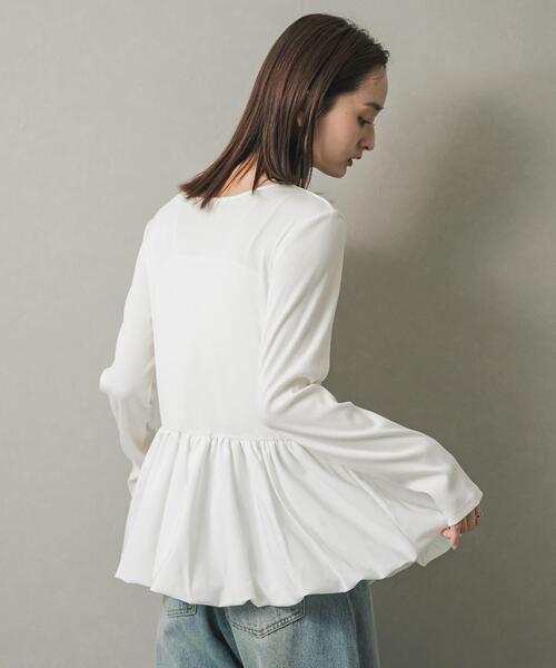 SENSE OF PLACE by URBAN RESEARCH（センスオブプレイスバイアーバンリサーチ）の「フリルバルーンコンパクトトップ（Tシャツ/カットソー・レディース・ブラック/オフホワイト・ONE）」の18枚目の写真