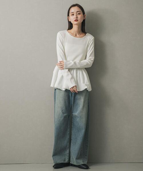 SENSE OF PLACE by URBAN RESEARCH（センスオブプレイスバイアーバンリサーチ）の「フリルバルーンコンパクトトップ（Tシャツ/カットソー・レディース・ブラック/オフホワイト・ONE）」の19枚目の写真