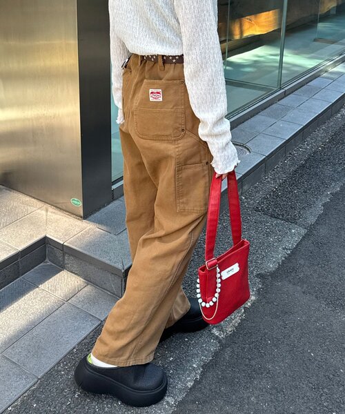 CIAOPANIC（チャオパニック）の「ダックダブルニーパンツ（その他パンツ・レディース・チャコールグレー/キャメル・MEDIUM/LARGE）」の4枚目の写真