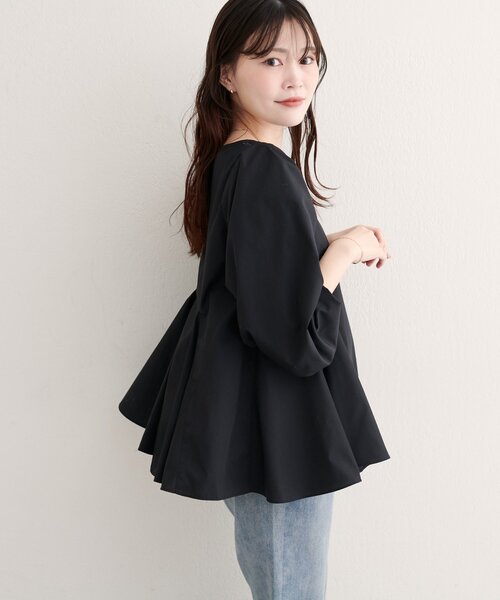 パウダリーヘムフレアブラウス パウダリーヘムフレアブラウス 洗える】パウダリージョーゼットフリル