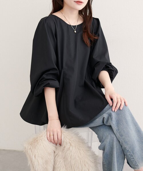 natural couture(ナチュラルクチュール)の「フレアヘムブラウス(シャツ/ブラウス・レディース・ブラック/ボルドー/オフホワイト・FREE)」の15枚目の写真