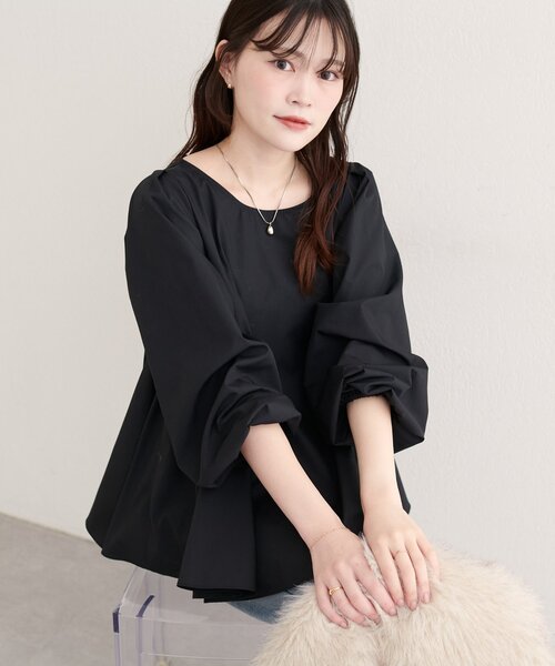 natural couture(ナチュラルクチュール)の「フレアヘムブラウス(シャツ/ブラウス・レディース・ブラック/ボルドー/オフホワイト・FREE)」の19枚目の写真