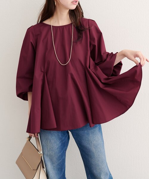 natural couture(ナチュラルクチュール)の「フレアヘムブラウス(シャツ/ブラウス・レディース・ブラック/ボルドー/オフホワイト・FREE)」の21枚目の写真