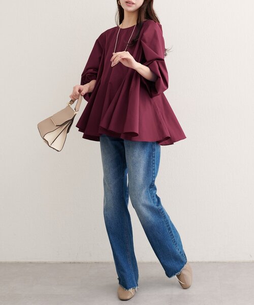 natural couture(ナチュラルクチュール)の「フレアヘムブラウス(シャツ/ブラウス・レディース・ブラック/ボルドー/オフホワイト・FREE)」の22枚目の写真