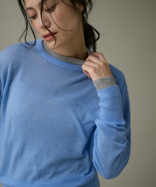 I.T.'S international(イッツインターナショナル)の「クルーネックニットプルオーバー《Melty air wool》(ニット/セーター・レディース・ピンク/ブルー/グレー/ブラック/オフホワイト・フリー)」の4枚目の写真