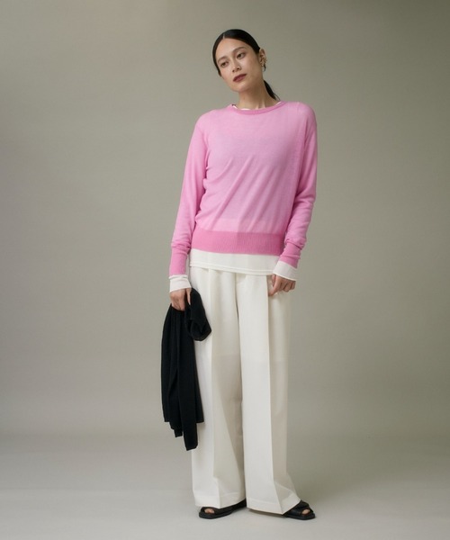 I.T.'S international(イッツインターナショナル)の「クルーネックニットプルオーバー《Melty air wool》(ニット/セーター・レディース・ピンク/ブルー/グレー/ブラック/オフホワイト・フリー)」の9枚目の写真