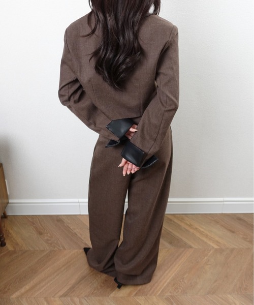 フリーノット セットアップ 3SET】PUカフ ノーカラージャケットセットアップ（セットアップ