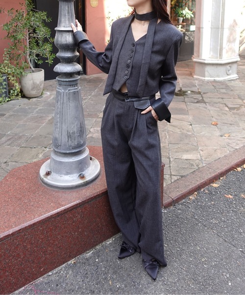 3SET】PUカフ ノーカラージャケットセットアップ（セットアップ